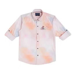 CAVIO Boys Peach-Coloured & Yellow Dyed Casual Shirt-image-57