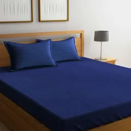 Mark Home Classic Stripes 210 TC Blue Bed Sheet Set-picture-22