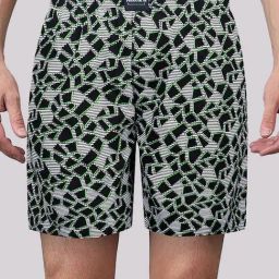 Freecultr Black Cotton Regular Fit Printed Lounge Shorts-image-3