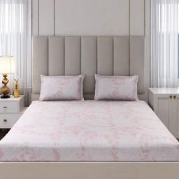 Monte Carlo Ryalking Peach Polyester Printed 135 GSM King Bedsheet with 2 x Pillow Covers image 3