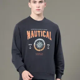 Red Tape Grey Baggy Fit Printed Sweatshirt-image-78