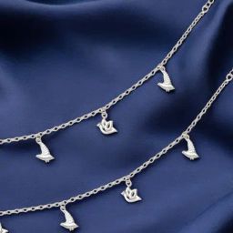 Taraash 925 Sterling Silver Link Chain Multi Bird Charm Single Anklet for Women-image-45