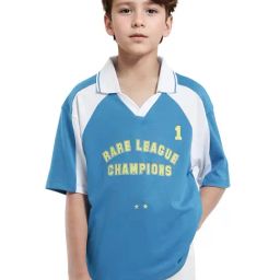 Rare Ones Boys Blue Cotton Blend Graphic Polo T-Shirt-image-36