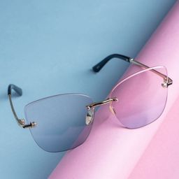 Leeway Rimless Richmen Women UV Protected Cateye Sunglasses LW-6012-GREY-33