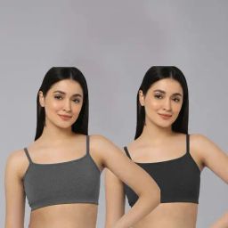 AROUSY Black & Grey Cotton Beginner's Bra - Pack Of 2-26
