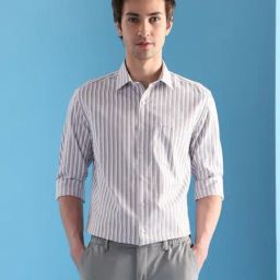 Arrow Grey Regular Fit Striped Shirt-image-75
