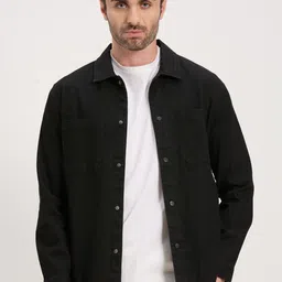 ONEMILE Men Spread Collar Solid Cotton Tailored Jacket-image-102