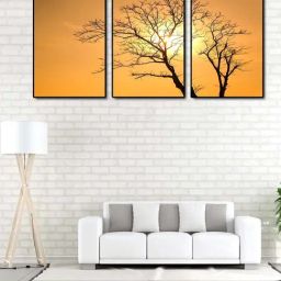 999store Brown & Black Printed Sunset Tree Paintings - Set of 3-39