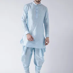 DEYANN Men Blue Solid Kurta with Dhoti Pants-image-120