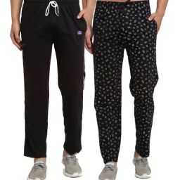 Vimal Jonney Black Regular Fit Printed Trackpants - Pack of 2-image-101