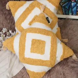 HOSTA HOMES Yellow & White Cotton Cushion Covers - Set of 2-62