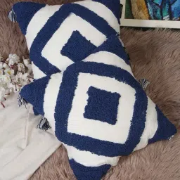 HOSTA HOMES Navy & White Cotton Cushion Covers - Set of 2-63