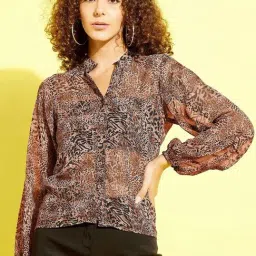 Anvi Be Yourself Brown Animal Print Shirt-image-52
