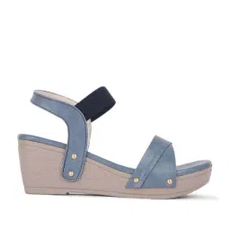 Iconics Women's Blue Ankle Strap Wedges-image-69
