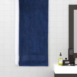 Spaces Solid White & Navy Blue Cotton Bath Towels - Set of 2-image-45