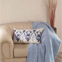 Maspar Hues Nouveau Tradition Kaleen Global Blue & Beige Cotton Cushion Cover-image-40