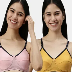 Kryptic Baby Pink & Mustard Full Coverage Everyday Bra - Pack of 2-picture-24