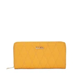 KLEIO Mustard Quilted Zip Around Wallet for Women-image-62