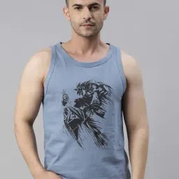 Bushirt Anime Blue Printed Cotton Vest-picture-15