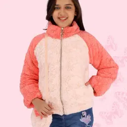 Cutecumber Cream & Coral Color Block Full Sleeves Jacket-image-21