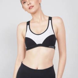 Jockey Grey & Black Cotton Color-Block Sports Bra-22