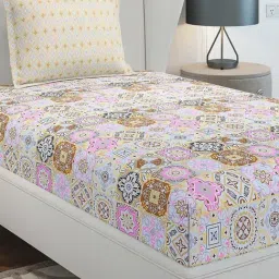 Monte Carlo Solstic Multicolor Cotton Printed 144 TC Single Bedsheet with 1 x Pillow Cover-picture-6