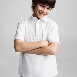 Mango Kids Boys Cotton Linen Polo Collar T-shirt-picture-42