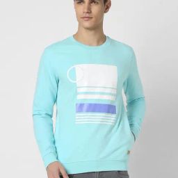 Peter England University Blue Slim Fit Printed Sweatshirt-picture-7