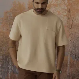 Andamen Beige Relaxed Fit Texture T-Shirt-picture-16