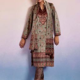 Jaipur Kurti Mint Green Printed Woolen Kurta With Pant & Dupatta-picture-32