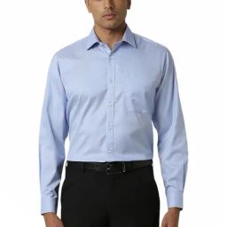 Van Heusen Blue Cotton Regular Fit Printed Shirt-image-47