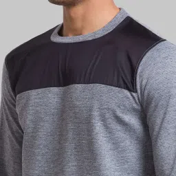 Parx Grey & Black Regular Fit Colour Block Sweatshirt image 5
