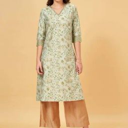 Rangmanch by Pantaloons Green Printed A Line Kurta-image-73