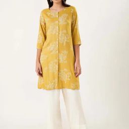 Rangmanch by Pantaloons Yellow Printed Straight Kurta-picture-49