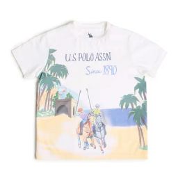 US Polo Kids Boys White Cotton Graphic T-Shirt-image-76