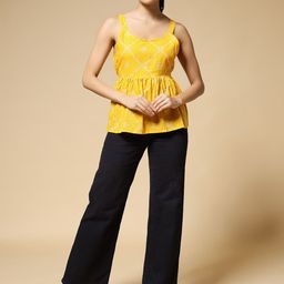 Istyle Can Women Printed Peplum Cotton Top-picture-43