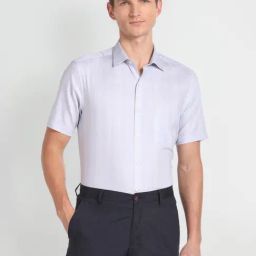 Arrow Light Grey Cotton Regular Fit Striped Shirt-picture-19
