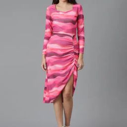 Kotty Pink Printed Bodycon Dress-image-16