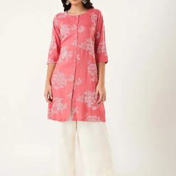 Rangmanch by Pantaloons Peach Printed Straight Kurta-image-90