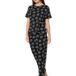 Smarty Pants Black Regular Fit Abstract Print Pyjama Set image 3
