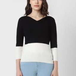 Van Heusen Black & White Color-Block Top-image-41