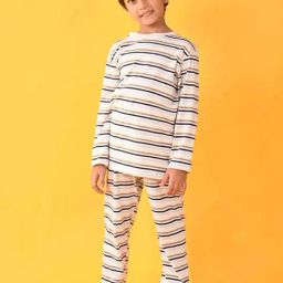 Anthrilo Kids Beige Cotton Striped Full Sleeves T-Shirt & Trouser-image-89