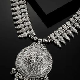 Panash Silver Toned Oxidized Handcrafted Necklace-42