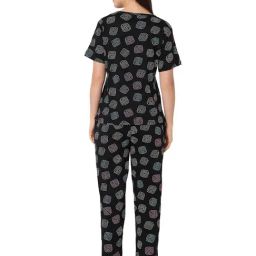 Smarty Pants Black Regular Fit Abstract Print Pyjama Set image 2