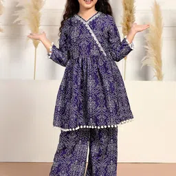 BAESD Girls Bandhani Printed Gotta Patti A Line Kurta with Trousers-picture-48