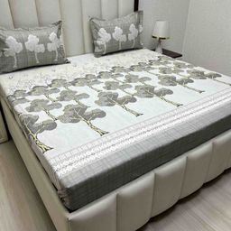Pure Decor Grey Lifestyle Printed Pure Cotton 380 TC King Bedsheet Set 2.74 m x 2.74 m-image-27