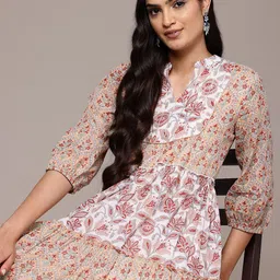 aarke Ritu Kumar Ethnic Motifs Print Puff Sleeves A-Line Dress-picture-9