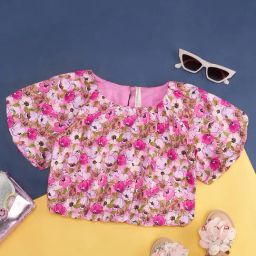 Pantaloons Junior Pink Floral Print Top-image-72