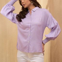Marie Claire Purple Checks Shirt-picture-6