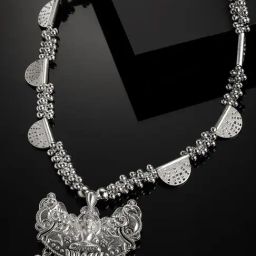 Panash Silver Toned Oxidized Handcrafted Temple Necklace-79